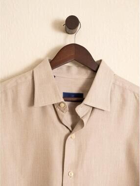 David Donahue Beige Dress Shirt